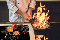 ENORMOUS Tempered GLASS Chopping Board - Flower series DD06A White flower