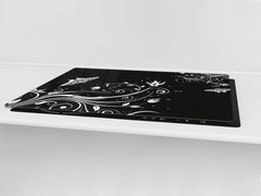 ENORMOUS Tempered GLASS Chopping Board - Flower series DD06A White butterfly