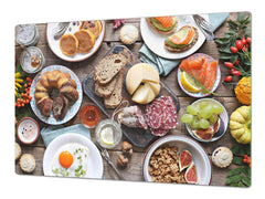 BIG KITCHEN BOARD & Induction Cooktop Cover – Glass Pastry Board - Food series DD16 Breakfast 4