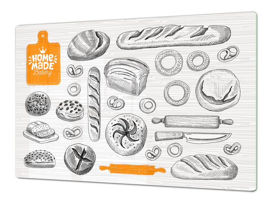 HUGE TEMPERED GLASS CHOPPING BOARD – Bread and flour series DD09 Home Made Bakery