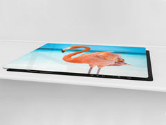 Gigantic Worktop saver and Pastry Board - Tempered GLASS Cutting Board Animals series DD01 Flamingo