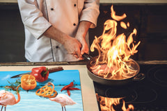 Gigantic Worktop saver and Pastry Board - Tempered GLASS Cutting Board Animals series DD01 Flamingos