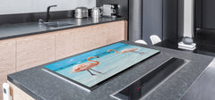 Gigantic Worktop saver and Pastry Board - Tempered GLASS Cutting Board Animals series DD01 Flamingos