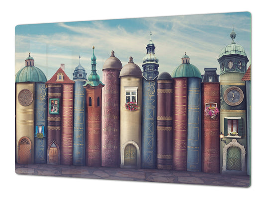 Induction Cooktop Cover – Glass Worktop saver: Fantasy and fairy-tale series DD18 Cottages from books