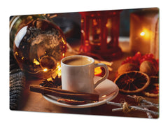 Worktop saver and Pastry Board – Glass Kitchen Board- Coffee series DD07 Coffee with cinnamon