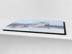 Gigantic Worktop saver and Pastry Board - Tempered GLASS Cutting Board Animals series DD01 White horse