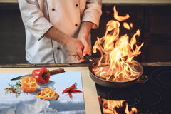 Gigantic Worktop saver and Pastry Board - Tempered GLASS Cutting Board Animals series DD01 White horse