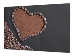 Worktop saver and Pastry Board – Glass Kitchen Board- Coffee series DD07 Heart from coffee