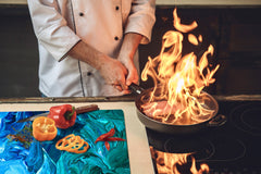 UNIQUE Tempered GLASS Kitchen Board – Abstract Series DD14 Blue paint