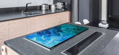 UNIQUE Tempered GLASS Kitchen Board – Abstract Series DD14 Blue paint