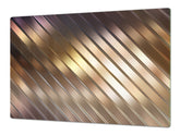 Gigantic Worktop saver and Pastry Board - Tempered GLASS Cutting Board - MEASURES: SINGLE: 80 x 52 cm; DOUBLE: 40 x 52 cm; DD38 Golden Waves Series: Elegant golden background