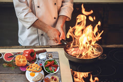 BIG KITCHEN BOARD & Induction Cooktop Cover – Glass Pastry Board - Food series DD16 Colorful breakfast