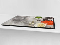 BIG KITCHEN BOARD & Induction Cooktop Cover – Glass Pastry Board - Food series DD16 Salad