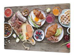 BIG KITCHEN BOARD & Induction Cooktop Cover – Glass Pastry Board - Food series DD16 Breakfast 6