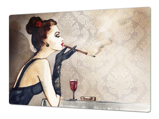 Impact & Shatter Resistant Worktop saver- Image Series DD05B Woman with a cigarette