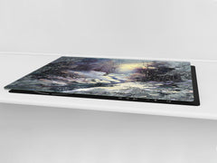 GIGANTIC CUTTING BOARD and Cooktop Cover- Image Series DD05A Winter landscape