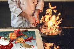 HUGE TEMPERED GLASS COOKTOP COVER - DD30 Christmas Series: Santa Claus with Rudolf