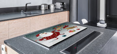 HUGE TEMPERED GLASS COOKTOP COVER - DD30 Christmas Series: Santa Claus with Rudolf