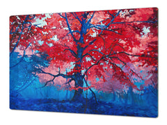 Planche à découper et Ecran anti-projections; Série de fleurs DD06B: Arbre automnal