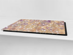 UNIQUE Tempered GLASS Kitchen Board – Impact & Scratch Resistant Cooktop cover – SINGLE: 80 x 52 cm; DOUBLE: 40 x 52 cm; DD39 Colourful Variety Series: Vintage mosaic