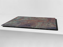 BIG KITCHEN BOARD & Induction Cooktop Cover – Glass Pastry Board DD34 Rusted textures Series: Vintage rusted metal