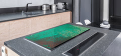 BIG KITCHEN BOARD & Induction Cooktop Cover – Glass Pastry Board DD34 Rusted textures Series: Oxidized copper ornament