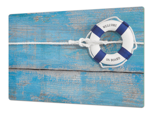 Gigante Tabla para picar de cristal templado o cubre vitro – Salvaencimera - Serie Agua DD10 Salvavidas