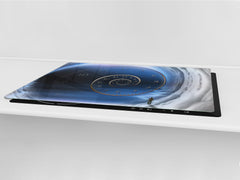 ENORMOUS Tempered GLASS Chopping Board - Induction Cooktop Cover – SINGLE: 80 x 52 cm; DOUBLE: 40 x 52 cm; DD43 Abstract Graphics Series: Space and time