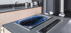 ENORMOUS Tempered GLASS Chopping Board - Induction Cooktop Cover – SINGLE: 80 x 52 cm; DOUBLE: 40 x 52 cm; DD43 Abstract Graphics Series: Space and time