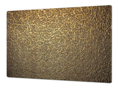 HUGE TEMPERED GLASS COOKTOP COVER – Glass Cutting Board and Worktop Saver – SINGLE: 80 x 52 cm (31,5” x 20,47”); DOUBLE: 40 x 52 cm (15,75” x 20,47”); DD40 Decorative Surfaces Series: Luxury golden pattern
