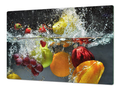 UNIQUE Tempered GLASS Kitchen Board Fruit and Vegetables series DD02 Fruit in water
