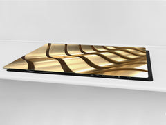 Gigantic Worktop saver and Pastry Board - Tempered GLASS Cutting Board - MEASURES: SINGLE: 80 x 52 cm; DOUBLE: 40 x 52 cm; DD38 Golden Waves Series: Abstract waves