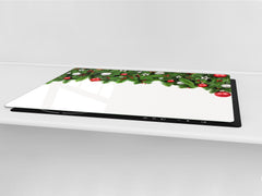 HUGE TEMPERED GLASS COOKTOP COVER - DD30 Christmas Series: Christmas garland