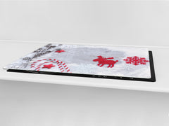 HUGE TEMPERED GLASS COOKTOP COVER - DD30 Christmas Series: Red reindeer