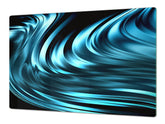 UNIQUE Tempered GLASS Kitchen Board – Impact & Scratch Resistant Cooktop cover – SINGLE: 80 x 52 cm; DOUBLE: 40 x 52 cm; DD39 Colourful Variety Series: Blue abstract composition