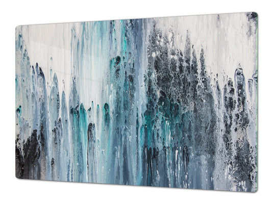 GIGANTIC CUTTING BOARD and Cooktop Cover - Glass Kitchen Board; SINGLE: 80 x 52 cm (31,5” x 20,47”); DOUBLE: 40 x 52 cm (15,75” x 20,47”); DD42 Paintings Series: Canvas absract art