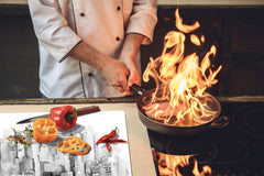 Tempered GLASS Chopping Board – Enormous Induction Cooktop Cover - City Series DD12 City graphics