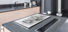 Tempered GLASS Chopping Board – Enormous Induction Cooktop Cover - City Series DD12 City graphics