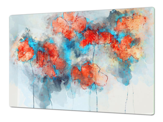 Induction Cooktop Cover – Glass Cutting Board- Flower series DD06B Poppies 6