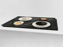 Worktop saver and Pastry Board – Glass Kitchen Board- Coffee series DD07 Types of coffee 1