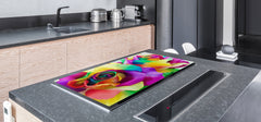 ENORMOUS Tempered GLASS Chopping Board - Flower series DD06A Colorful rose