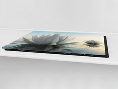 ENORMOUS Tempered GLASS Chopping Board - Flower series DD06A Lotus flower 1