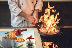 ENORMOUS Tempered GLASS Chopping Board - Flower series DD06A Lotus flower 1