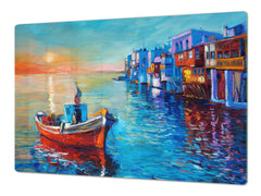 GIGANTIC CUTTING BOARD and Cooktop Cover- Image Series DD05A Fishing boat