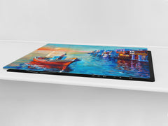 GIGANTIC CUTTING BOARD and Cooktop Cover- Image Series DD05A Fishing boat