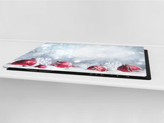 HUGE TEMPERED GLASS COOKTOP COVER - DD30 Christmas Series: Christmas balls in the snow