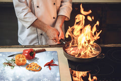 HUGE TEMPERED GLASS COOKTOP COVER - DD30 Christmas Series: Christmas balls in the snow