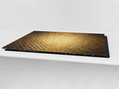 Gigantic Worktop saver and Pastry Board - Tempered GLASS Cutting Board - MEASURES: SINGLE: 80 x 52 cm; DOUBLE: 40 x 52 cm; DD38 Golden Waves Series: Sparkling pattern