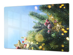 HUGE TEMPERED GLASS COOKTOP COVER - DD30 Christmas Series: Christmas tree twig