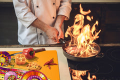 HUGE TEMPERED GLASS CHOPPING BOARD ; Moroccan design Series DD21 Underwater doodles